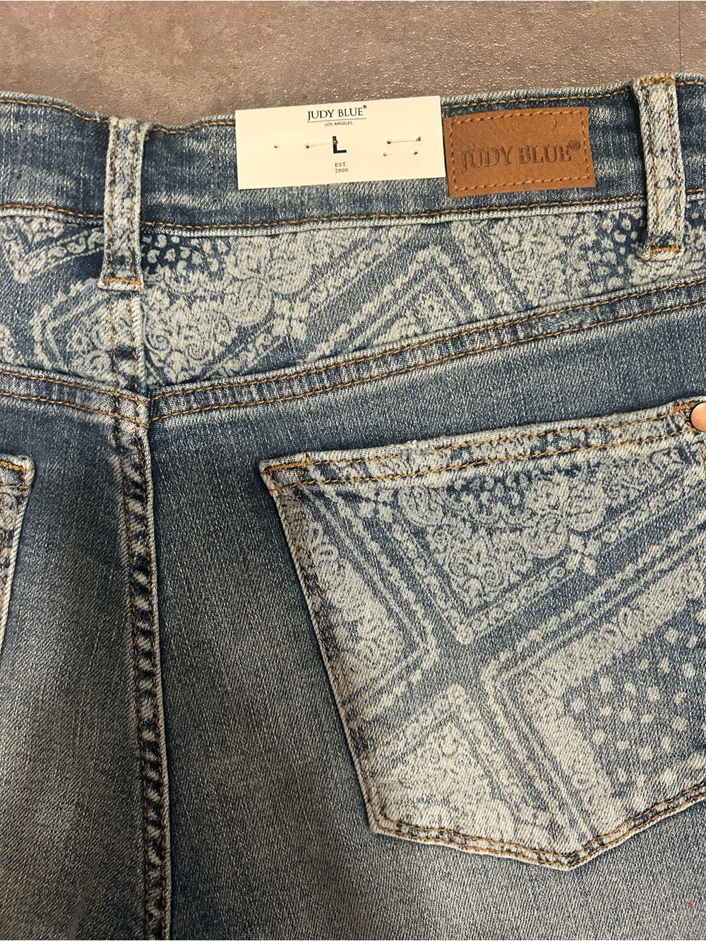 Judy Blue Mid Rise Paisley Print Denim Shorts - Picture 5 of 6